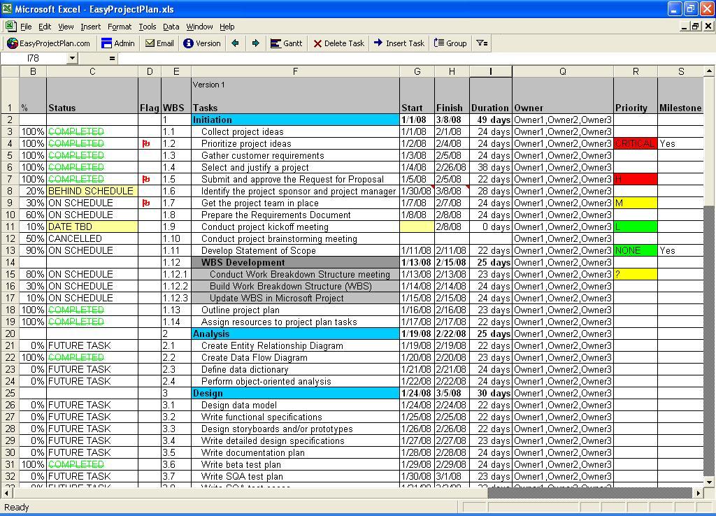 Screenshot for EasyGantt | Excel Gantt Chart 3.2
