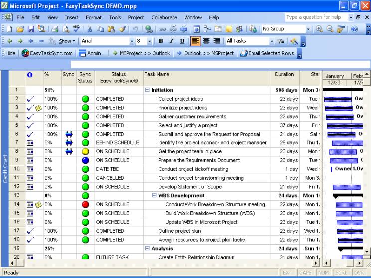 Screenshot for EasyTaskSync MS Project Outlook Sync 7.1